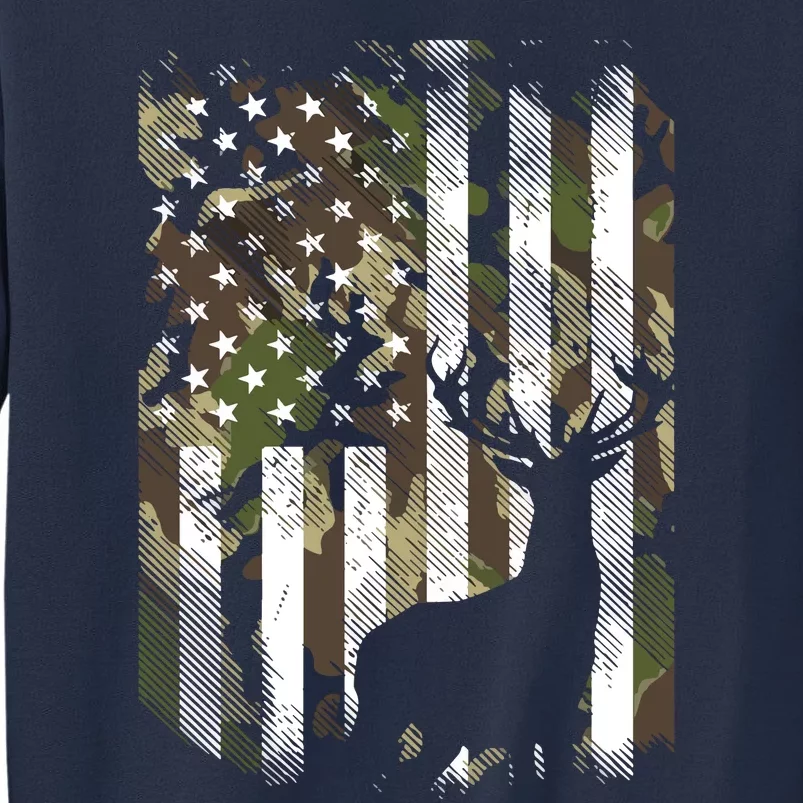 Camo US Flag Deer Elk Buck Camoflage Hunting Hunter Dad Gift Sweatshirt