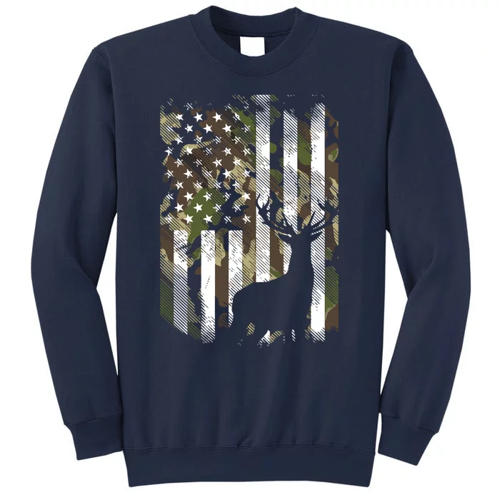 Camo US Flag Deer Elk Buck Camoflage Hunting Hunter Dad Gift Sweatshirt