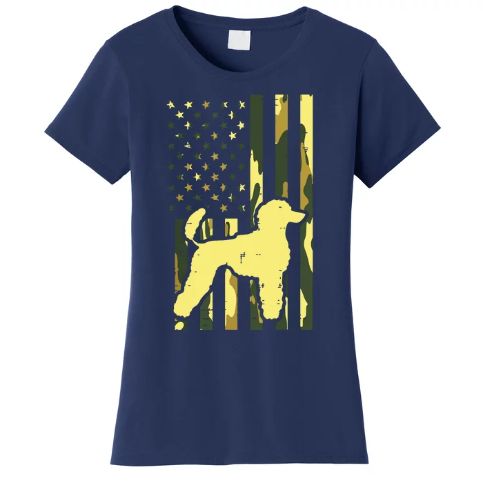 Camo US Flag Poodle Vintage Patriotic Dog Lover Owner Gift Women's T-Shirt