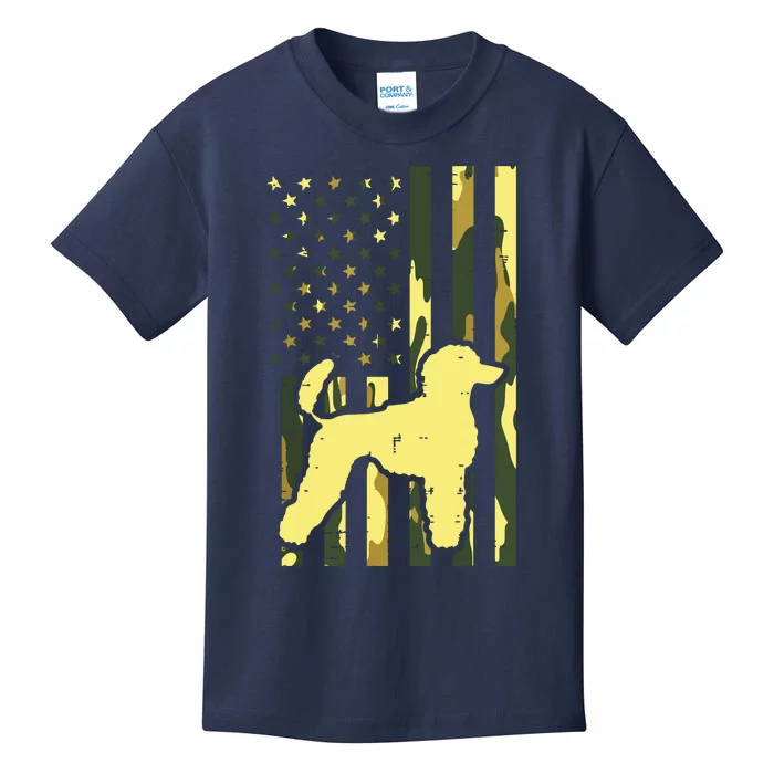 Camo US Flag Poodle Vintage Patriotic Dog Lover Owner Gift Kids T-Shirt