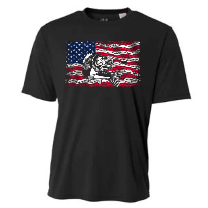 Cool Usa Flag With Fish Cooling Performance Crew T-Shirt