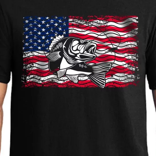 Cool Usa Flag With Fish Pajama Set