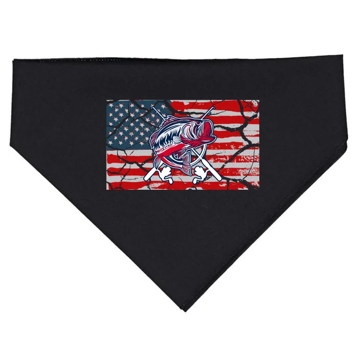 Cool Usa Fishing With Flag USA-Made Doggie Bandana