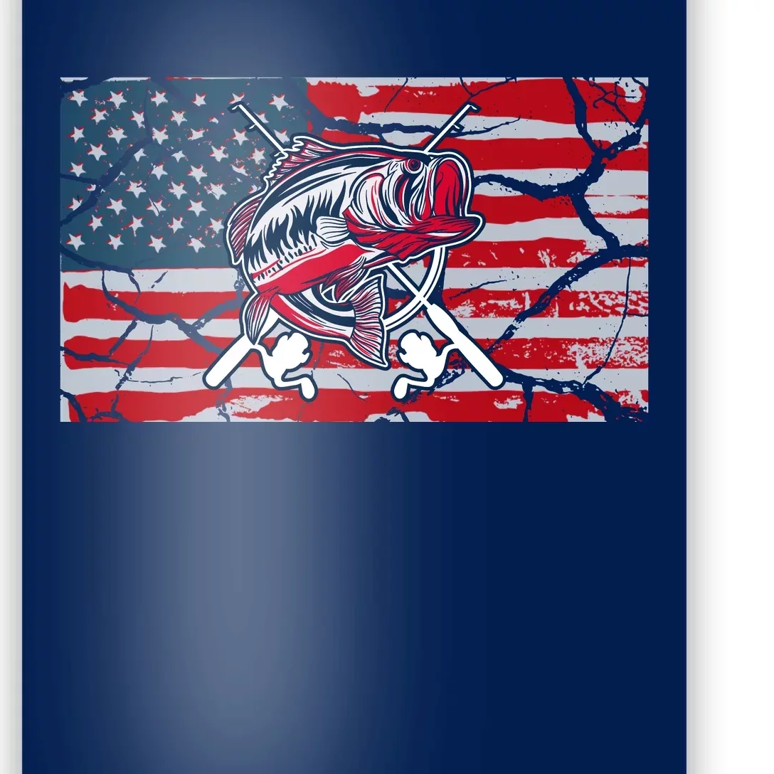 Cool Usa Fishing With Flag Poster