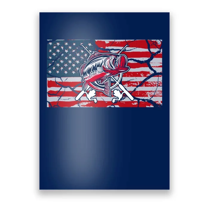 Cool Usa Fishing With Flag Poster