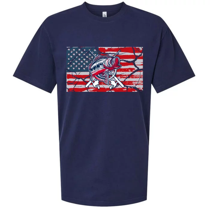 Cool Usa Fishing With Flag Sueded Cloud Jersey T-Shirt