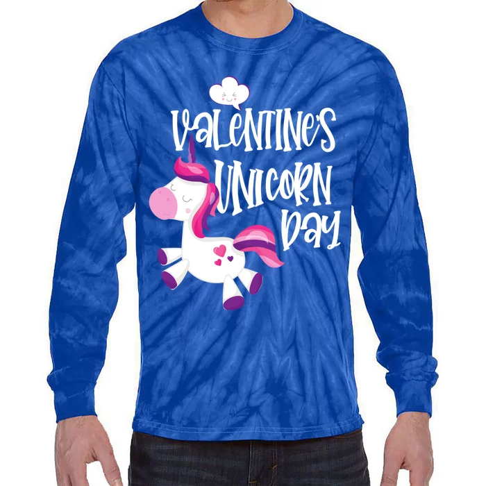 Cute Unicorn Face Valentine's Day Gift Tee Gift Tie-Dye Long Sleeve Shirt