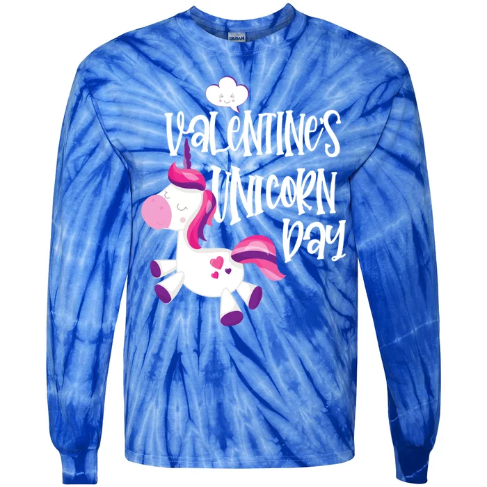 Cute Unicorn Face Valentine's Day Gift Tee Gift Tie-Dye Long Sleeve Shirt