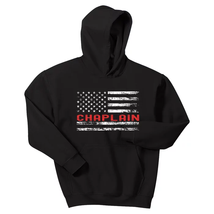 Chaplain Usa Flag Profession Retro Job Title Kids Hoodie