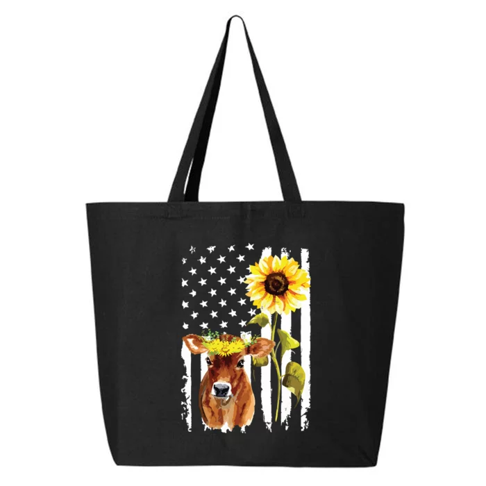 Cow USA Flag Sunflower Cow Lover 25L Jumbo Tote