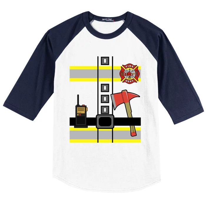 Cute Us Firefighter Costume Halloween Ready! Gift Baseball Sleeve Shirt