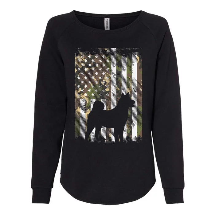 Camo US Flag Shiba Inu Akita Pet Japanese Dog Womens California Wash Sweatshirt