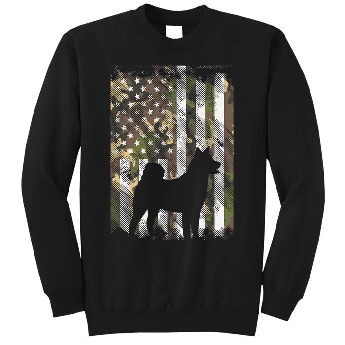 Camo US Flag Shiba Inu Akita Pet Japanese Dog Tall Sweatshirt