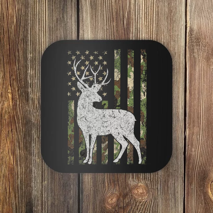 Camo Usa Flag Deer Elk Buck Camoflage Hunting Hunter Gift Coaster