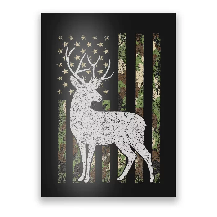 Camo Usa Flag Deer Elk Buck Camoflage Hunting Hunter Gift Poster