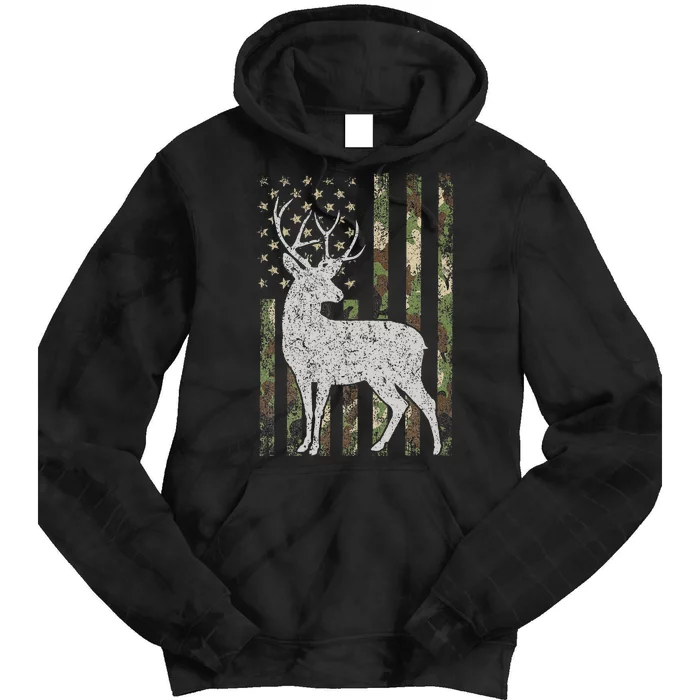 Camo Usa Flag Deer Elk Buck Camoflage Hunting Hunter Gift Tie Dye Hoodie