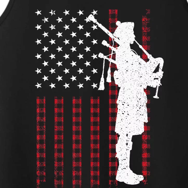 Cool Us Flag Bagpiper Design Bagpipe Players Performance Tank