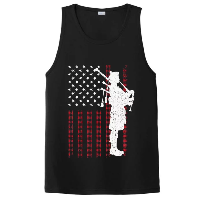 Cool Us Flag Bagpiper Design Bagpipe Players Performance Tank