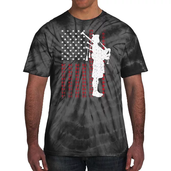 Cool Us Flag Bagpiper Design Bagpipe Players Tie-Dye T-Shirt