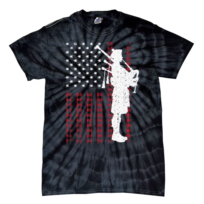 Cool Us Flag Bagpiper Design Bagpipe Players Tie-Dye T-Shirt