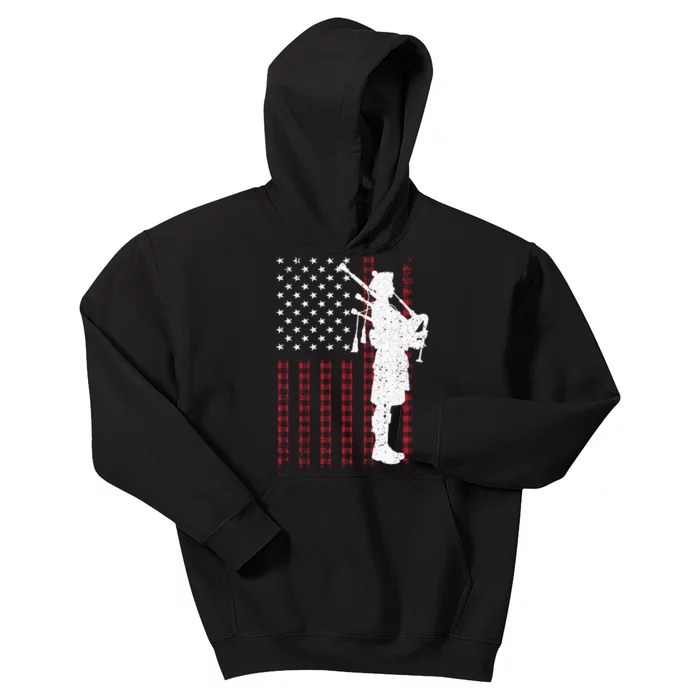 Cool Us Flag Bagpiper Design Bagpipe Players Kids Hoodie