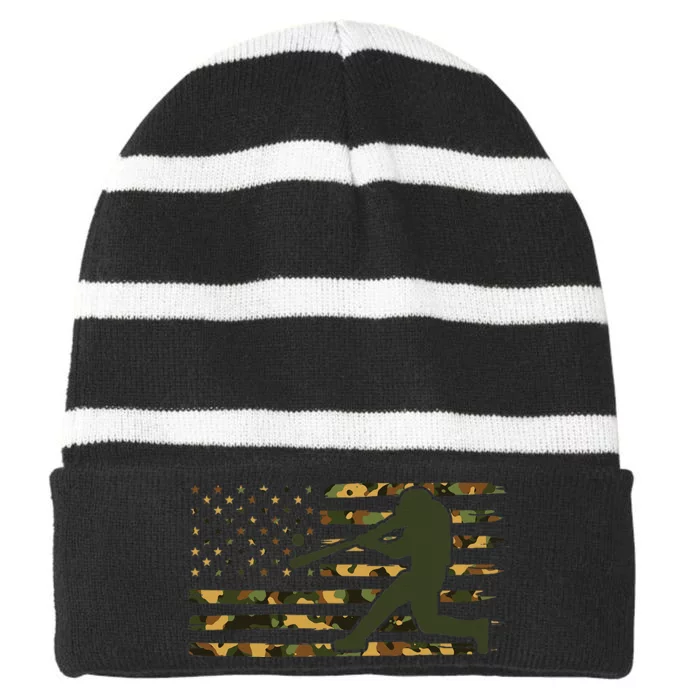 Camo USA Flag Baseball American Flag Baseball Striped Beanie with Solid Band