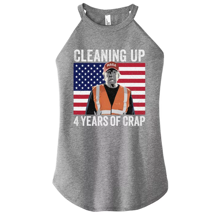 Cleaning Up Four Years Of Crap Funny Trump Garbage Women’s Perfect Tri Rocker Tank