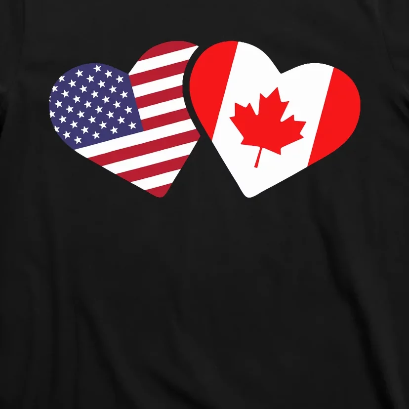 Canada Usa Flag Heart Canadian Americans Love Cute T-Shirt