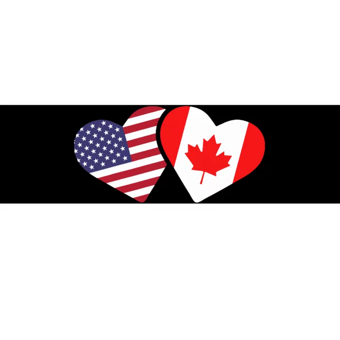 Canada Usa Flag Heart Canadian Americans Love Cute Bumper Sticker