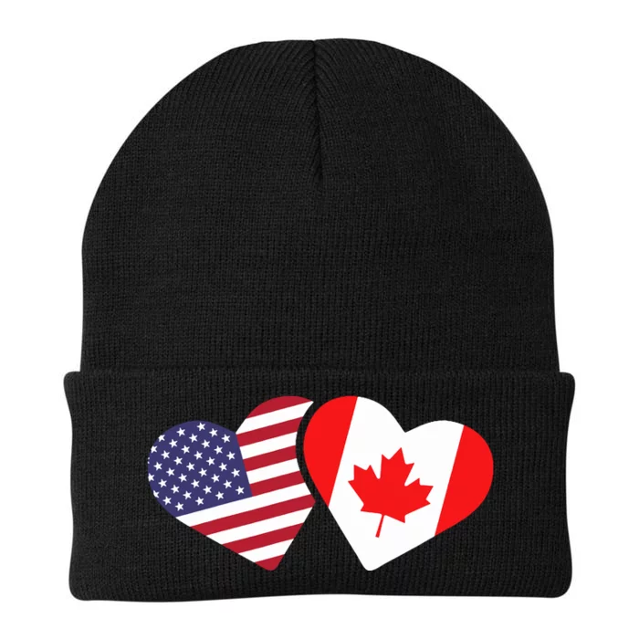 Canada Usa Flag Heart Canadian Americans Love Cute Knit Cap Winter Beanie