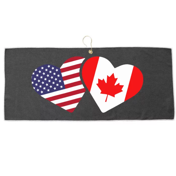 Canada Usa Flag Heart Canadian Americans Love Cute Large Microfiber Waffle Golf Towel