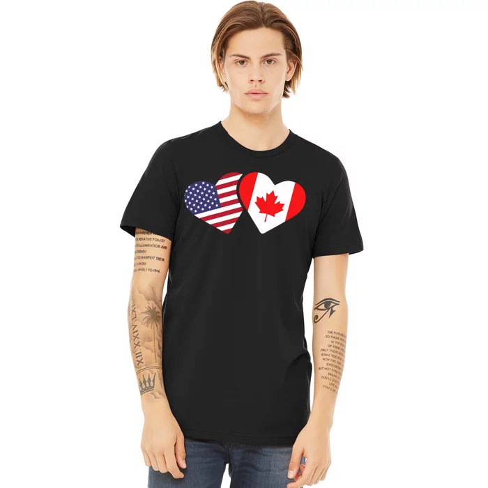 Canada Usa Flag Heart Canadian Americans Love Cute Premium T-Shirt