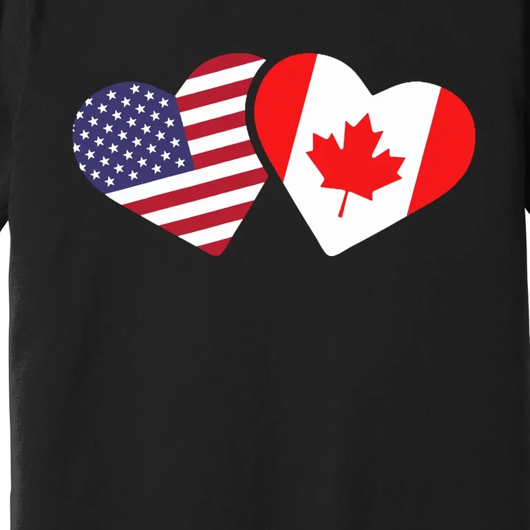 Canada Usa Flag Heart Canadian Americans Love Cute Premium T-Shirt