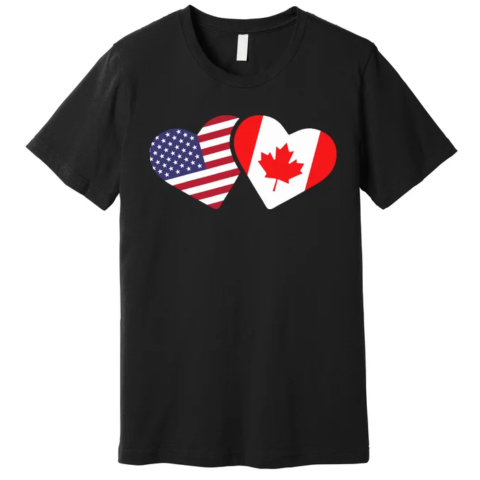 Canada Usa Flag Heart Canadian Americans Love Cute Premium T-Shirt