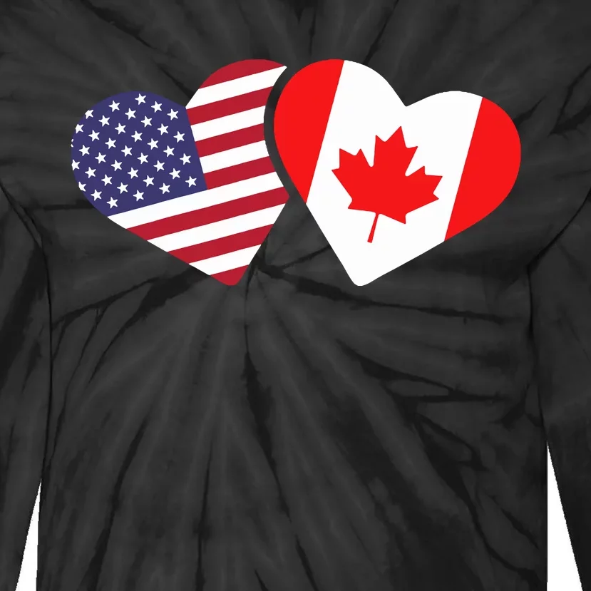 Canada Usa Flag Heart Canadian Americans Love Cute Tie-Dye Long Sleeve Shirt