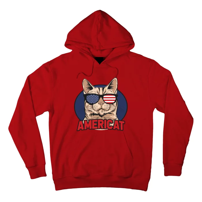 Cat US Flag Sunglasses Americat Cool 4th Of July Cat Hoodie