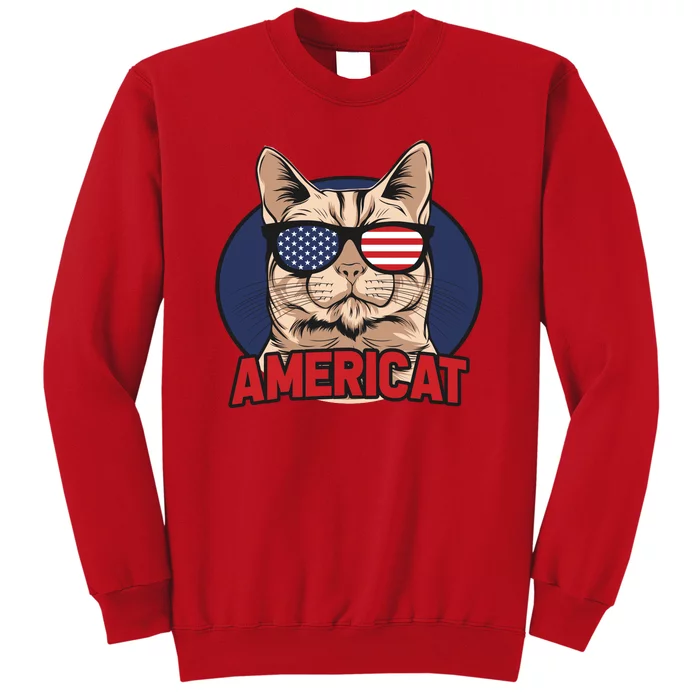 Cat US Flag Sunglasses Americat Cool 4th Of July Cat Sweatshirt