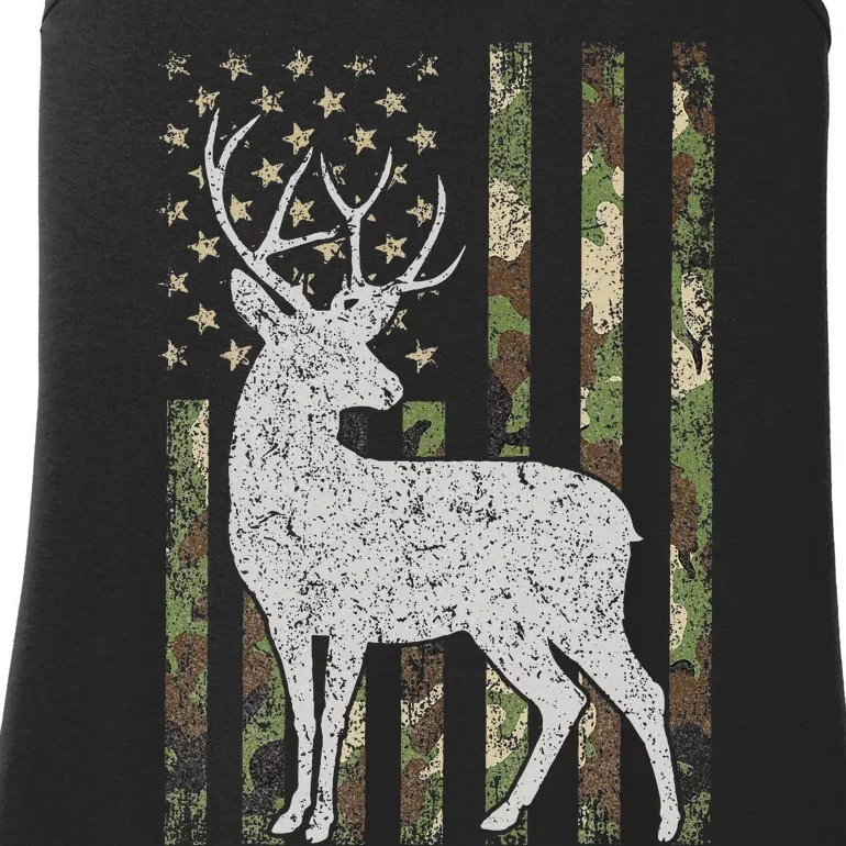 Camo Usa Flag Deer Elk Buck Camoflage Hunting Hunter Gift Ladies Essential Tank