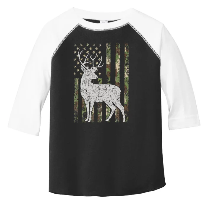 Camo Usa Flag Deer Elk Buck Camoflage Hunting Hunter Gift Toddler Fine Jersey T-Shirt