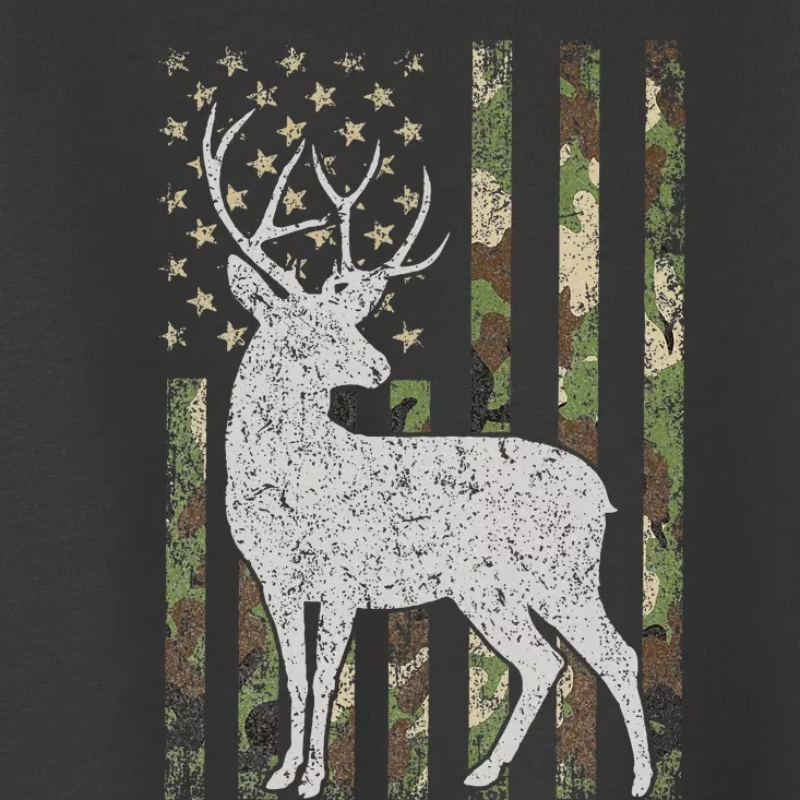 Camo Usa Flag Deer Elk Buck Camoflage Hunting Hunter Gift Toddler T-Shirt