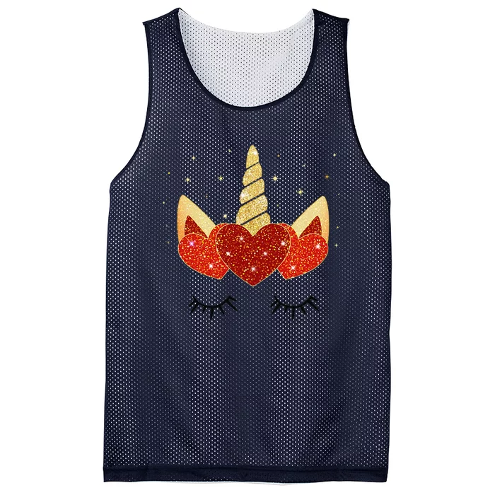 Cute Unicorn Face Valentine's Day Heart For Women Mesh Reversible Basketball Jersey Tank