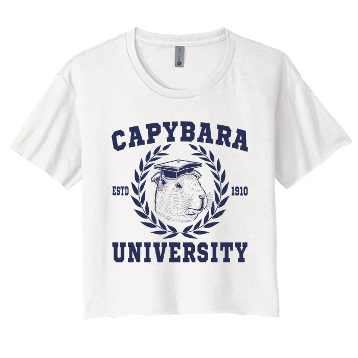 Capybara University Funny Capybara Meme Lover Women's Crop Top Tee