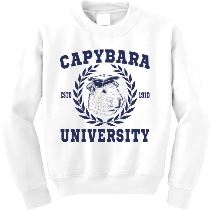 Capybara University Funny Capybara Meme Lover Kids Sweatshirt