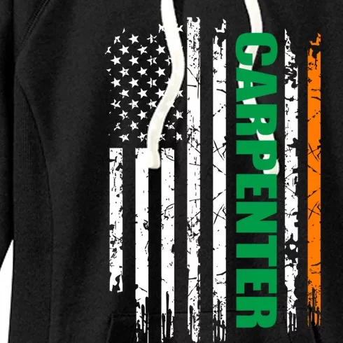 Carpenter Usa Flag Irish St Patrick Day Gift Women's Fleece Hoodie