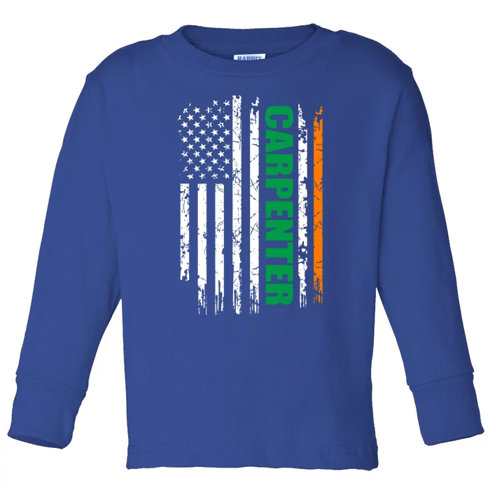 Carpenter Usa Flag Irish St Patrick Day Gift Toddler Long Sleeve Shirt