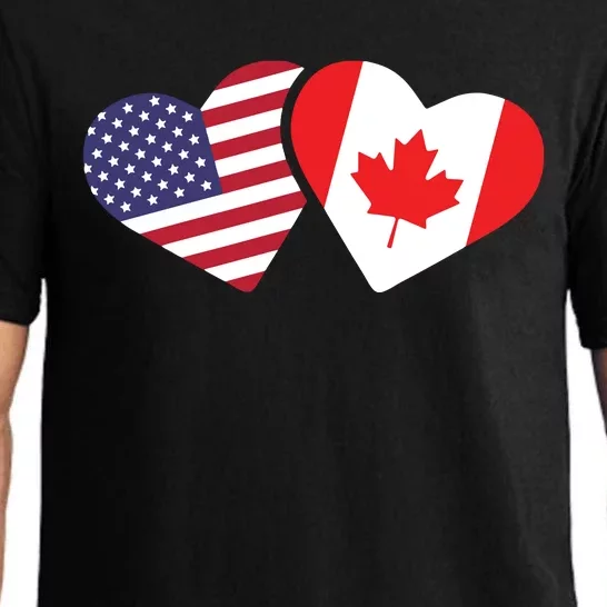 Canada USA Flag Heart Canadian Americans Love Cute Pajama Set