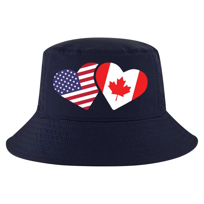 Canada USA Flag Heart Canadian Americans Love Cute Cool Comfort Performance Bucket Hat