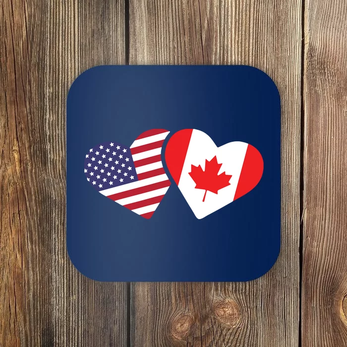 Canada USA Flag Heart Canadian Americans Love Cute Coaster