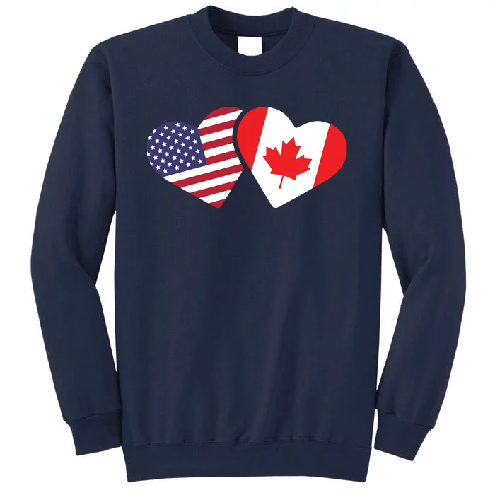 Canada USA Flag Heart Canadian Americans Love Cute Tall Sweatshirt