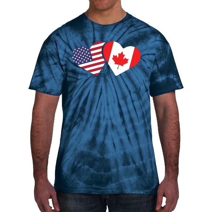 Canada USA Flag Heart Canadian Americans Love Cute Tie-Dye T-Shirt